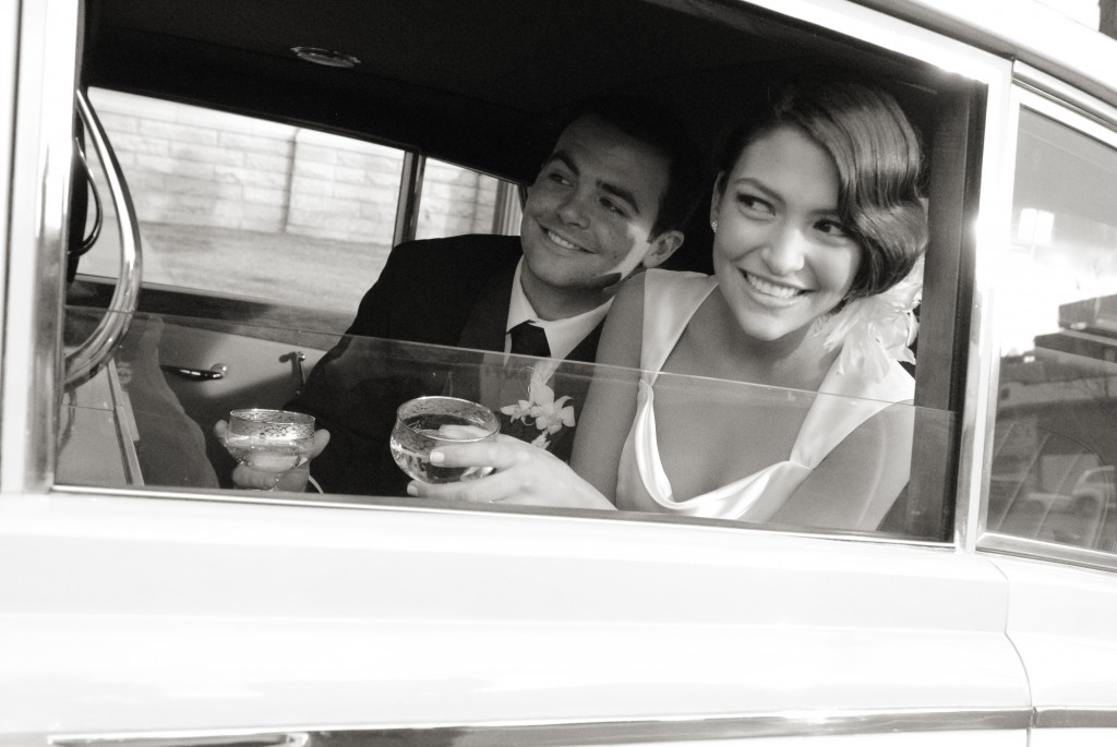 jenna & will in 1920's car