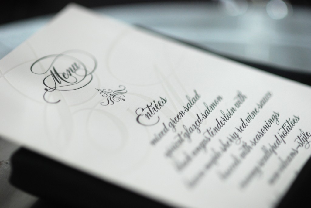j&w wedding menu