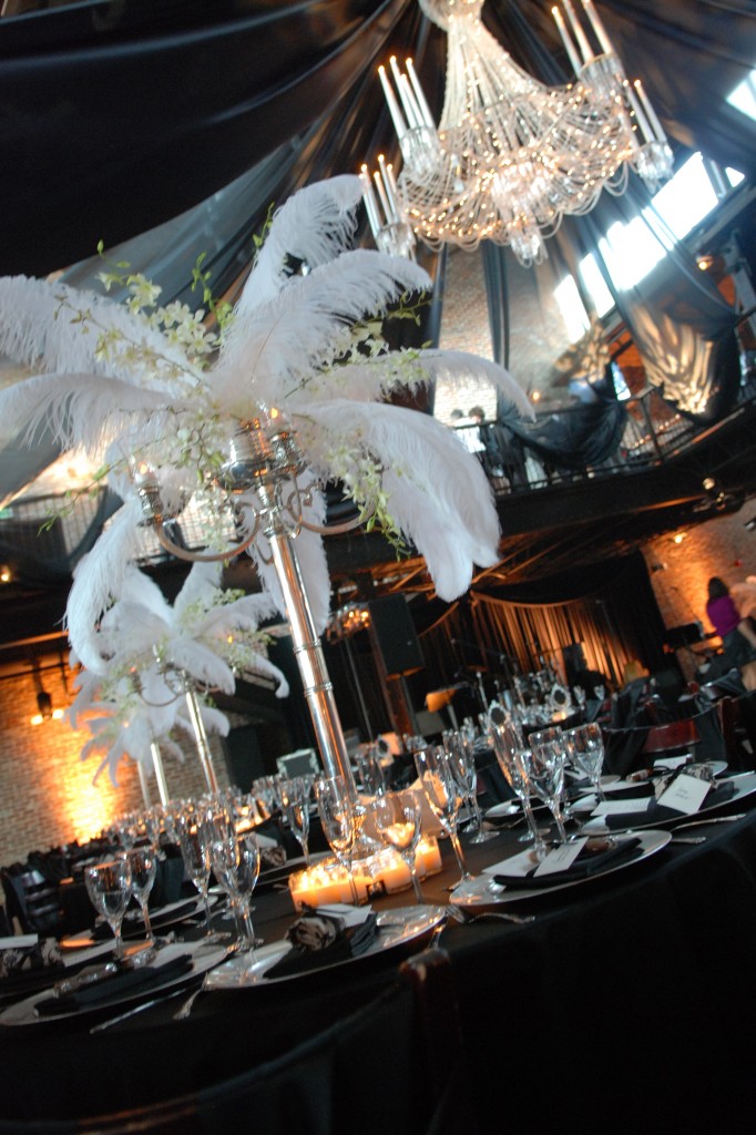 ostrich feather centerpieces