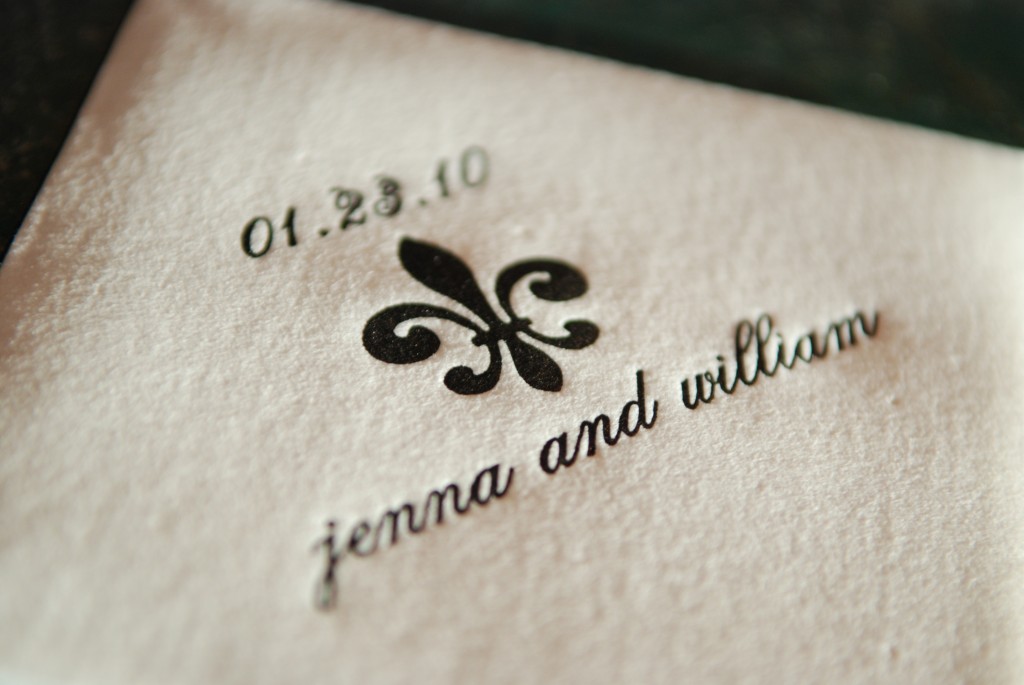 j&w wedding napkins
