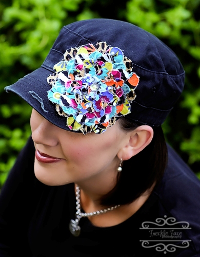 petal heads frayed flower hat