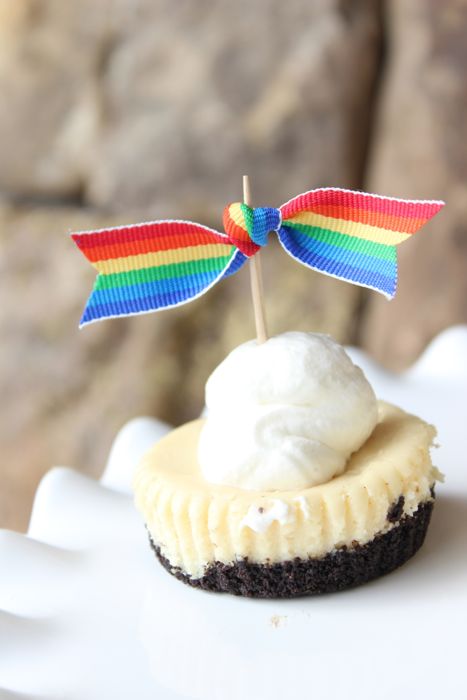 mini cheesecakes-baileys irish cream-gluten free-whipping cream-rainbow