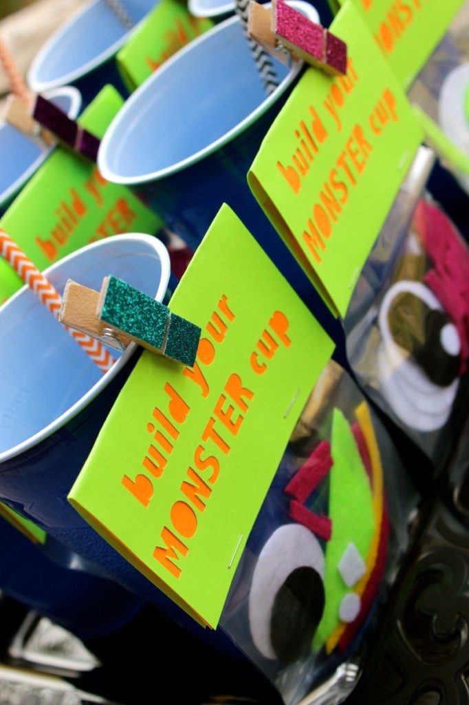 DIY halloween monster cups