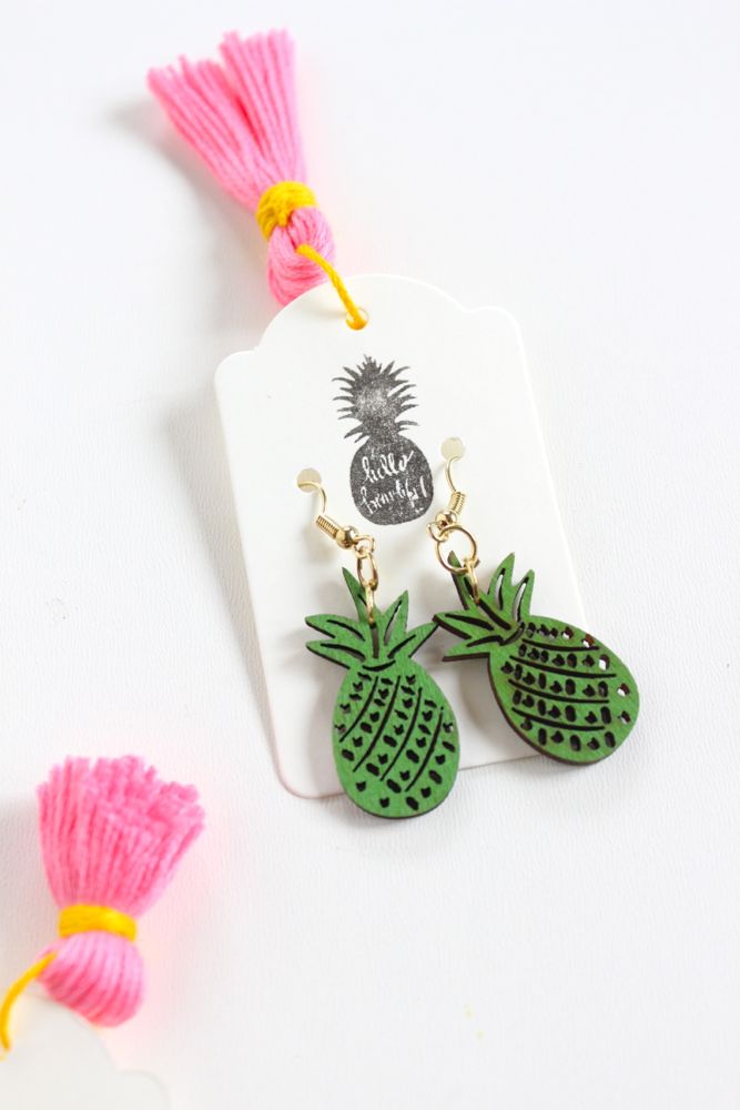 diy-pineapple-earrings-pink-yellow-tassels-green-pineapple