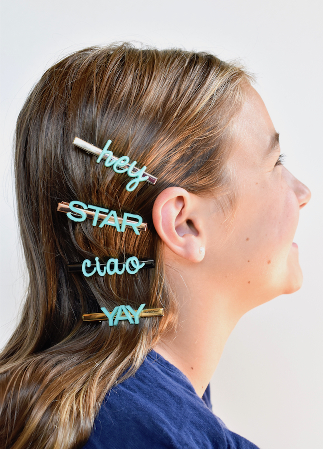 DIY hair clips with words for teens and tweens