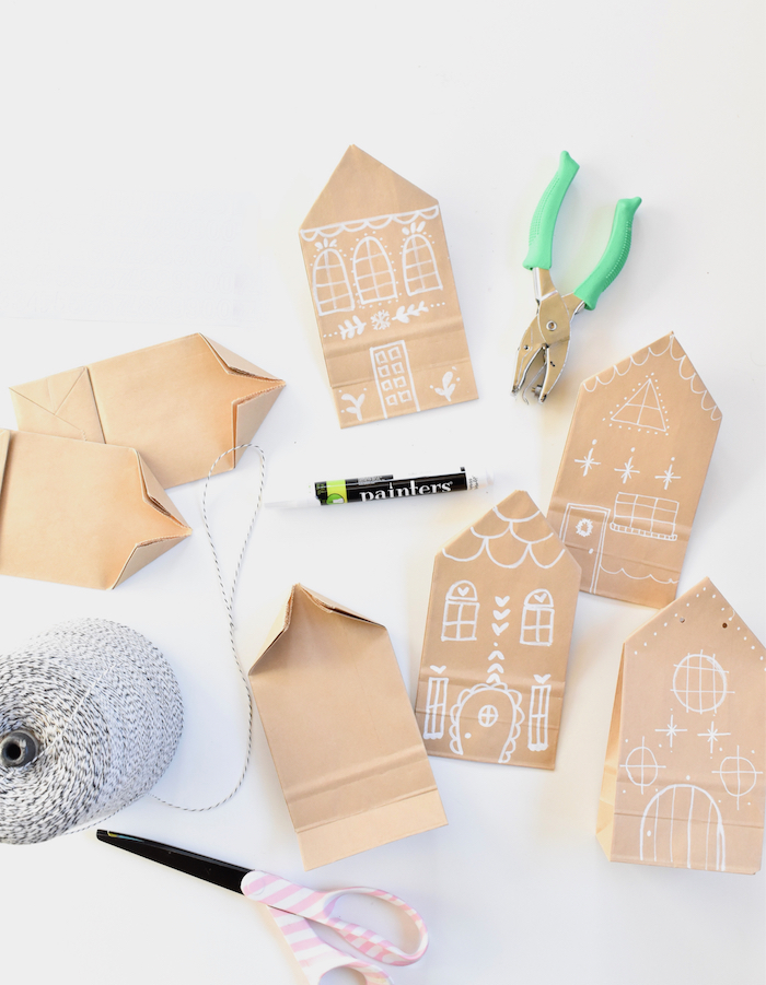 diy brown paper bag gingerbread houses