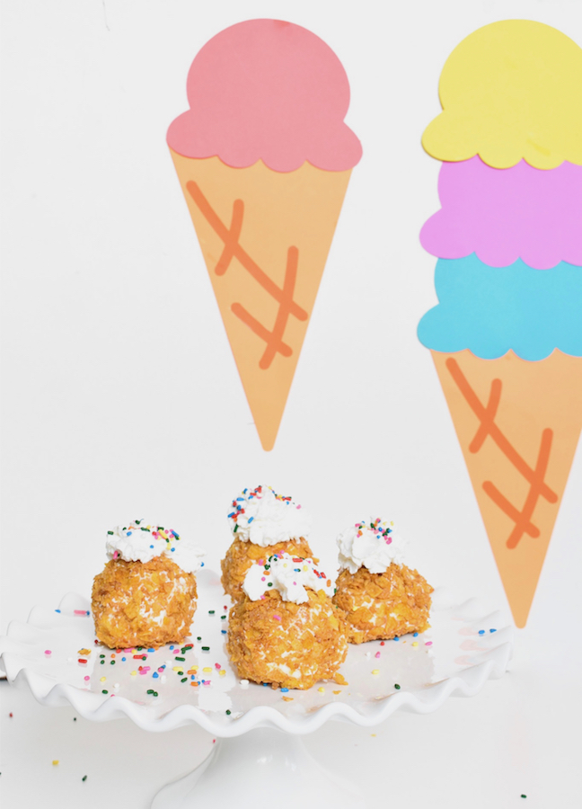 fried vanilla ice cream with sprinkles