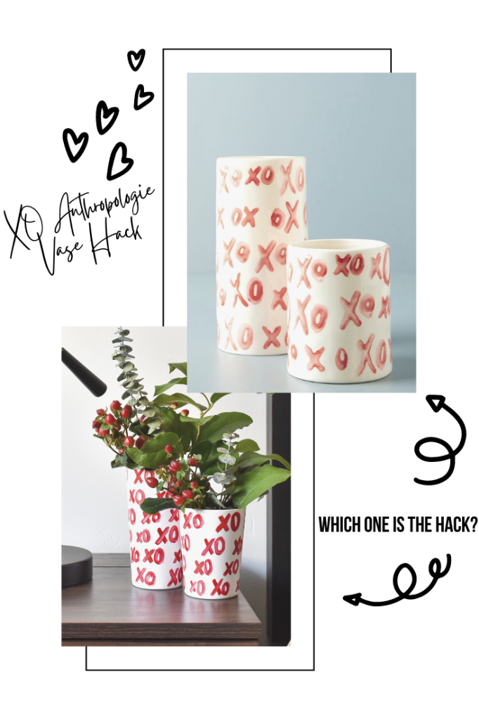 XO vase-anthropologie hack- valentines day decor-DIY flower vase