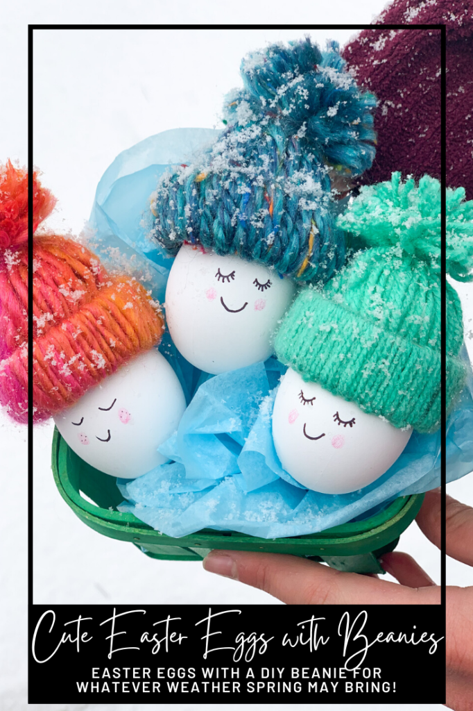 diy easter eggs-spring eggs-diy beanie hats with yarn-fun family crafts for easter