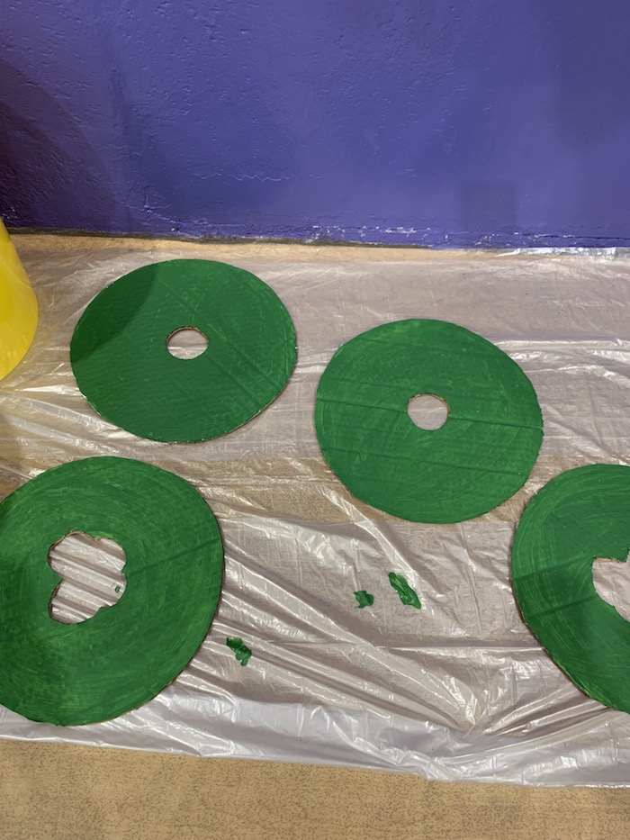 green cardboard cut out